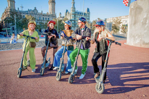 Barcelona Historic Adventure E-scooter Tour with live guide