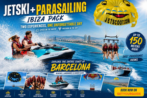 Barcelona Skyline Parasailing & Jet Ski Experience for 2 Pax