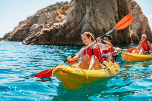 Barcelona: Tossa de Mar Kayak & Snorkel Tour w/3-Course Meal