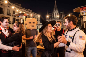 Halloween-kveld på takterrasse og strandklubb