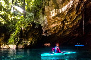 Longest Cave kayaking with Crystal cave swimming in Belize