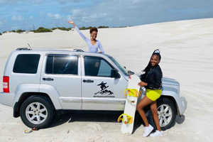 Sandboarding with jeep - drive uphill