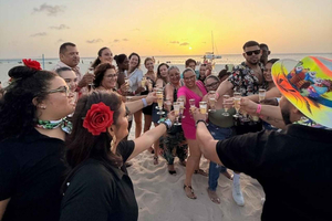 Sunset Party Bus tour with Karaoke & Champagne Beach toast