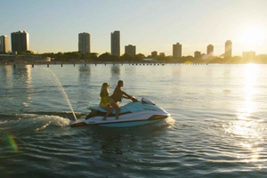 North Avenue Beach Jet Ski Rental with Skyline View