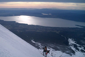 Ascent of Villarrica Volcano on touring skis