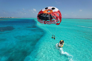 Fly over the 7-Colored Sea Parasail San Andres + Go PRO Camera Included