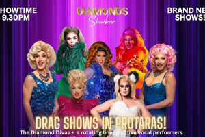 Kypros, Protaras. Diamonds Showbarin live-esitys, megatarjous