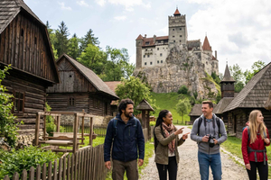 Fra Bukarest: Endagstur til Brasov og Draculas og Peleș Slot