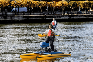 Hydrobike-Session auf dem Fluss Liffey mit Kursleiter