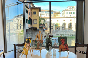 Firenze: Paint&Wine con vista sul Ponte Vecchio