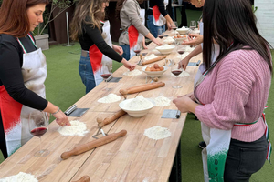 Florence : atelier pâtes et pizza en plein air avec vin