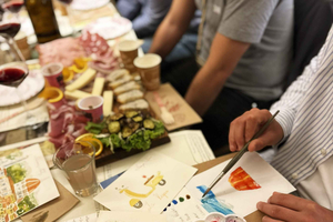 Florenz: Aquarellkurs mit Aperitif, Wein und Platte