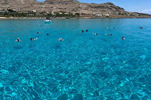 Lindos,Pefkos: Passeio de barco com tudo incluído para nadar e mergulhar com snorkel