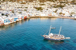 Mykonos: Sunset Party Boat Cruise with 1 Drink