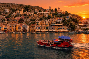 Rhodos: Bådtur ved solnedgang til Symi og St George's Bay