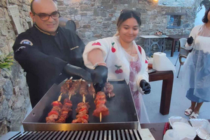 Souvlaki-kurs i Mykonos