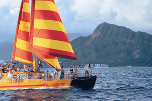 Honolulu: Experiencia de navegación en catamarán al atardecer