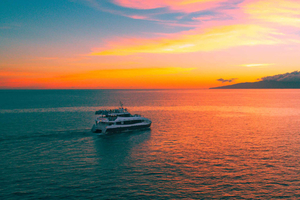 Sur de Maui: crucero con cena de costillas al atardecer o pescado de la isla