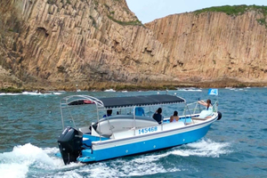 Excursão Particular de Lancha pelo Geoparque com Diversão na Praia