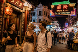 Hong Kong : visite à pied de Yau Ma Tei en soirée avec un hôte local