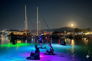 Tour mit transparentem Kajak und Stand-Up-Paddleboard mit LED-Beleuchtung