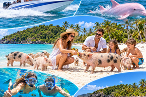 Delfinskådning av rosa delfiner, Pig Island och snorkeltur