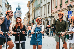 Krakau: Stadsrondleiding met gids op E-Scooter met proeverijen van eten