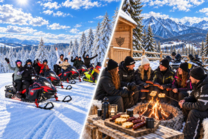 Zakopane: ticket de moto de nieve/quad con comida y bebida junto a la hoguera
