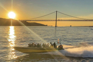 Lisbon Speedboat Sunset with Monuments Sightseeing