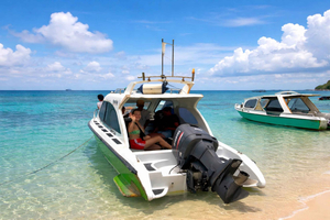 Transfert rapide en hors-bord privé et en voiture (Gili → Kuta, Lombok)