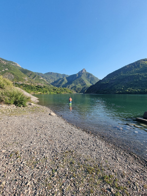 The shore of Lake Koman