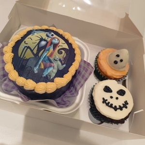 Pack dulce tarta bento y cupcakes de Pesadilla antes de Navidad
