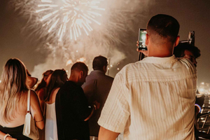 Fuegos artificiales de Málaga en barco