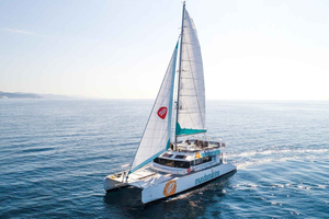 Malaga: Catamaran Sailing Cruise with Swimming & Optional DJ