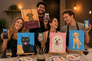 Málaga: Paint Your Pet on Canvas with Unlimited Wine for 2 Hours