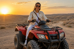 quad nel deserto di Agafay, cammello, tramonto e cena con spettacolo