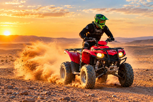 tour in quad al tramonto nel deserto di Agafay, giro in cammello e cena