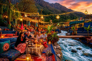 Marrakesh: Ourika-dalen, utsikt over Atlas ved solnedgang + middag ved elven