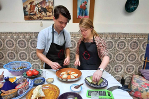 Clase de cocina marroquí tradicional y mercado de alimentos en Marrakech