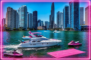 60ft Pink Yacht + 2 Jet skis Luxury Rental 13 Ppl Max | Miami