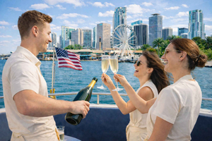 cruzeiro com prosecco ilimitado e vistas do horizonte urbano