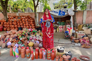 Jaipur: Shoppingtur med blått pottemakerarbeid og trykkverksted