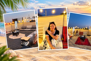 Mascate: allestimento romantico sulla spiaggia di Azaiba con vista sul tramonto