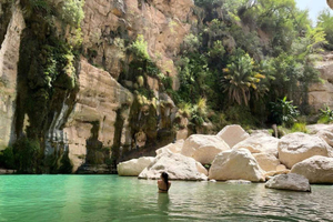 Yksityinen päiväretki Wadi Tiwiin, Fins Beachille, Bimmahin vajoamisreikään
