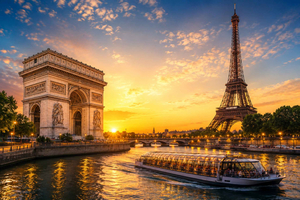 Arc de Triomphe: Aussichtsplattform & Bootsfahrt auf der Seine bei Sonnenuntergang