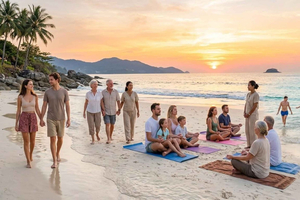 guidet meditasjon og jordingsgåtur på Nai Harn Beach