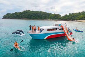 catamarano, scivolo, Phi Phi, Maiton e ricerca dei delfini
