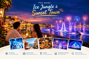 Eis-Dschungel & Sunset Town mit Abendessen & Shows am Meer