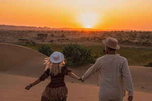 Demi-journée inoubliable : balade en chameau au coucher du soleil et safari dans le désert avec dîner
