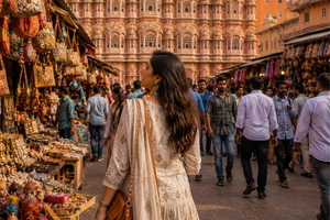 Jaipur: tour dello shopping con ceramica blu e laboratorio di stampa